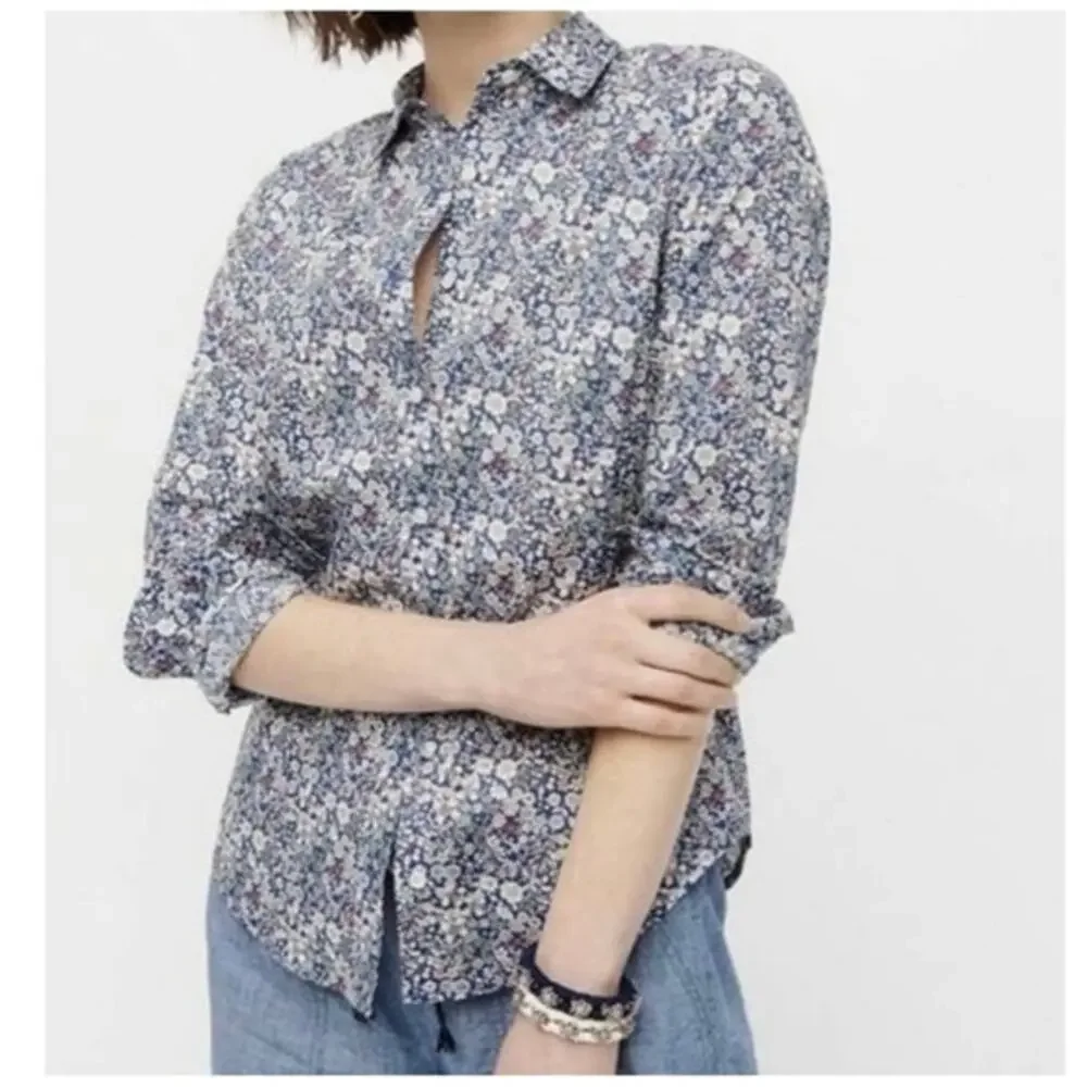 J.Crew Liberty Art Fabrics Floral Button Shirt Blouse Cotton Size 2 Women’s